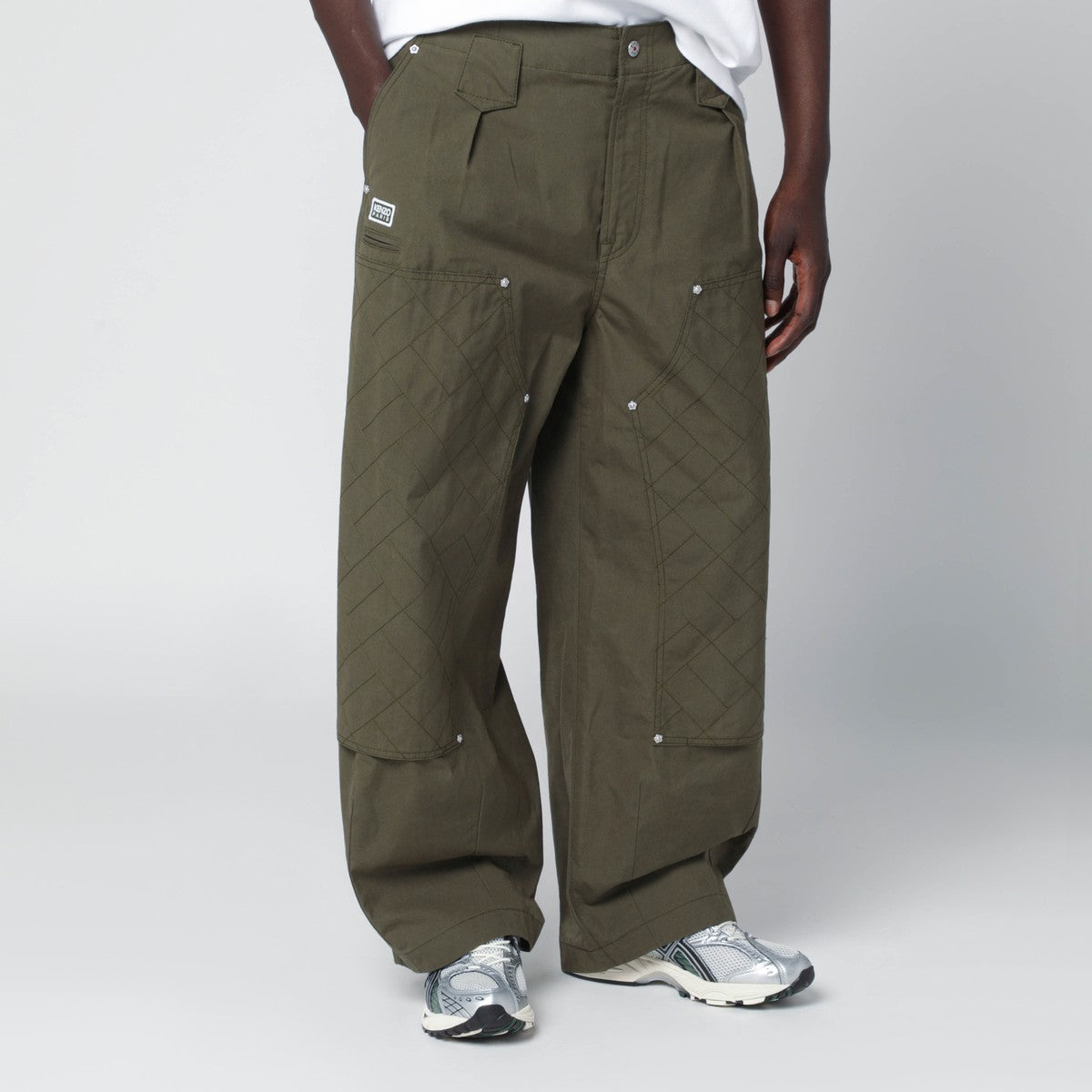 KENZO Khaki green cotton trousers